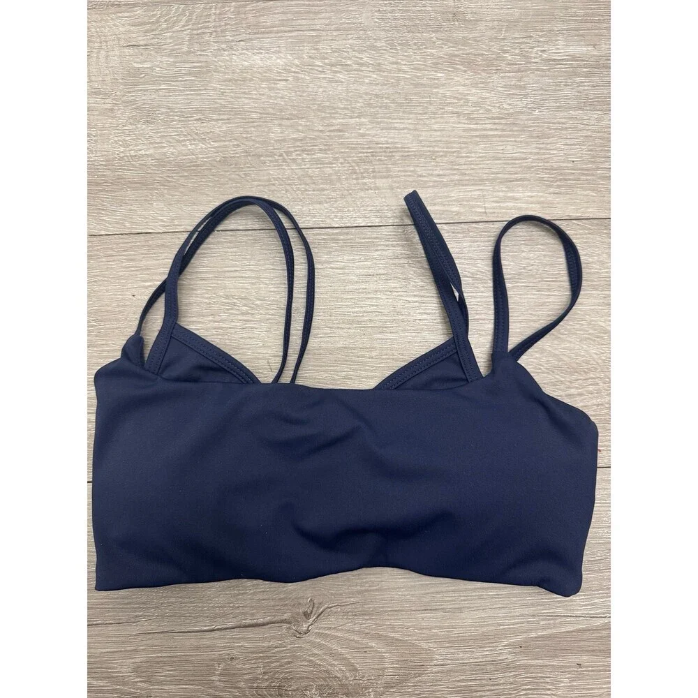 Navy Strappy Sports Bra Double Strap Activewear Athletic Yoga Gym Athleisure